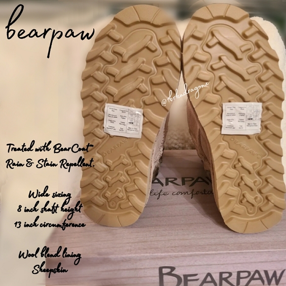 NWT BearPaw Winter Fall Snow Boot Oat & Fur Booties Slipon Boots - Picture 5 of 15